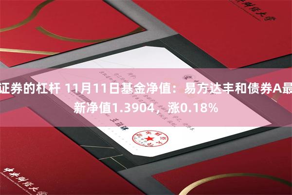 证券的杠杆 11月11日基金净值：易方达丰和债券A最新净值1.3904，涨0.18%